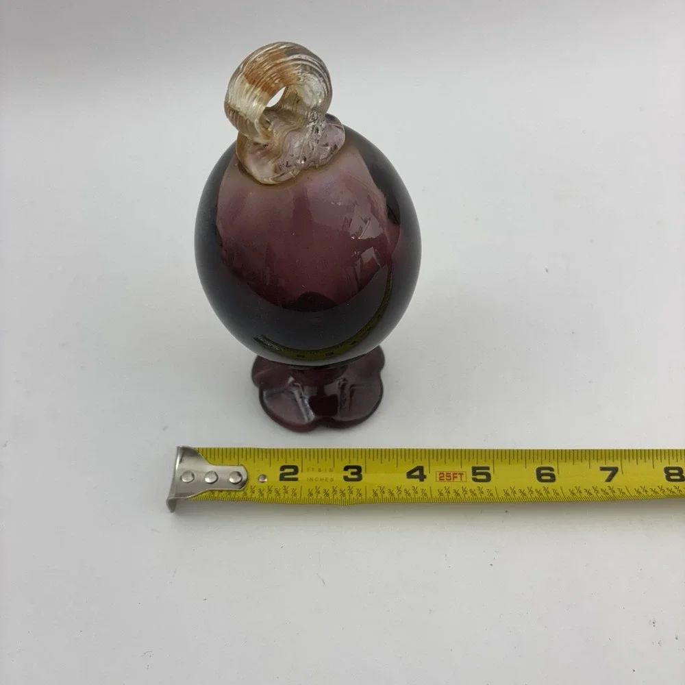 Hand Blown Art Glass Hanging Hummingbird Feeder Purple Amethyst Unique